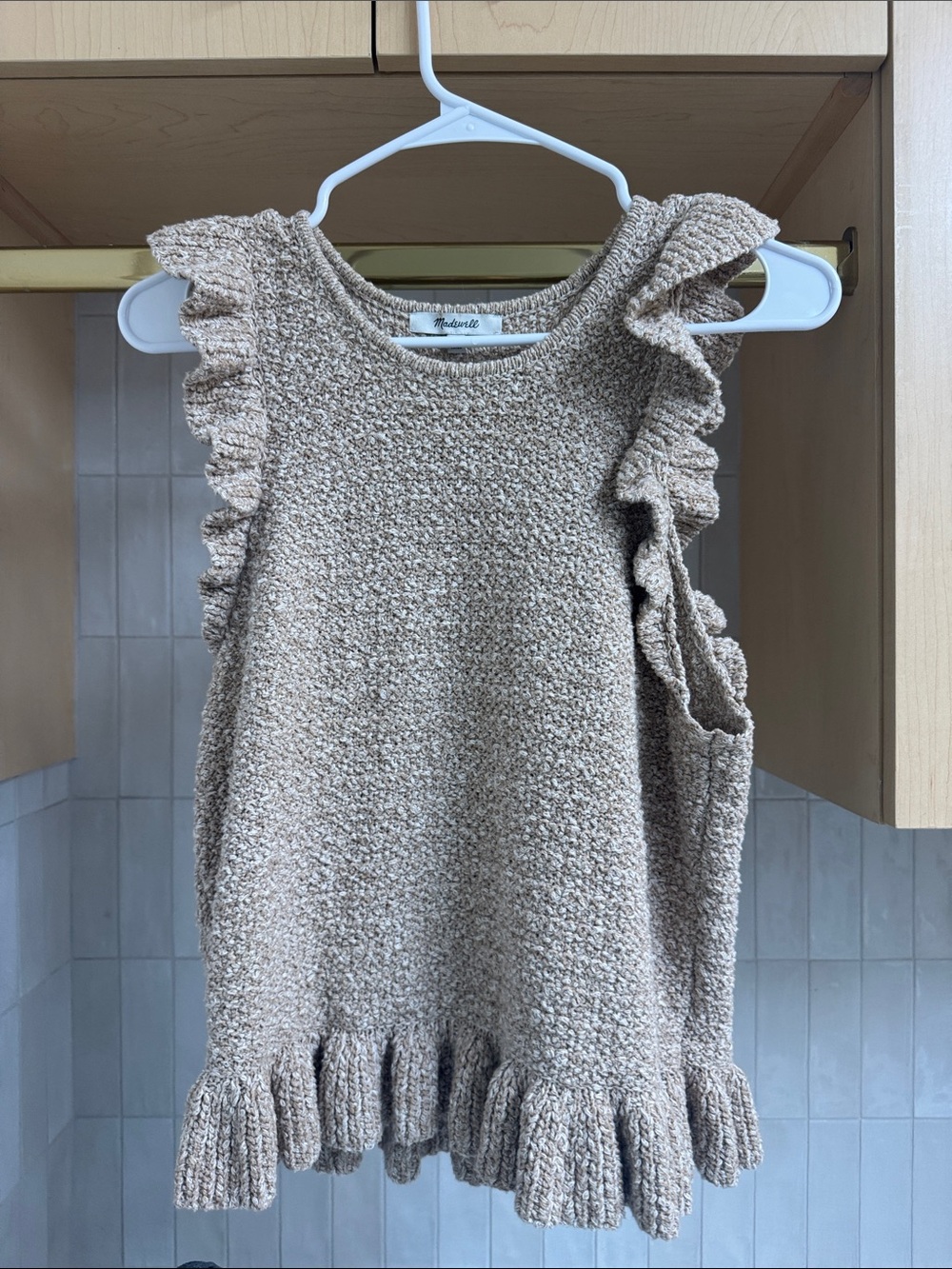 Madewell Beige Ruffle Knit Tank Top